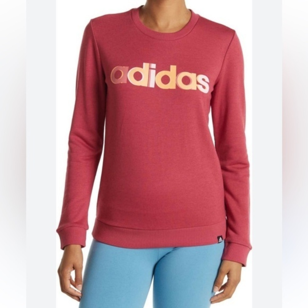 Adidas NWT Sz Med Wild Pink Berry Multi Colored Graphic Sweatshirt Ret $55 Gift!